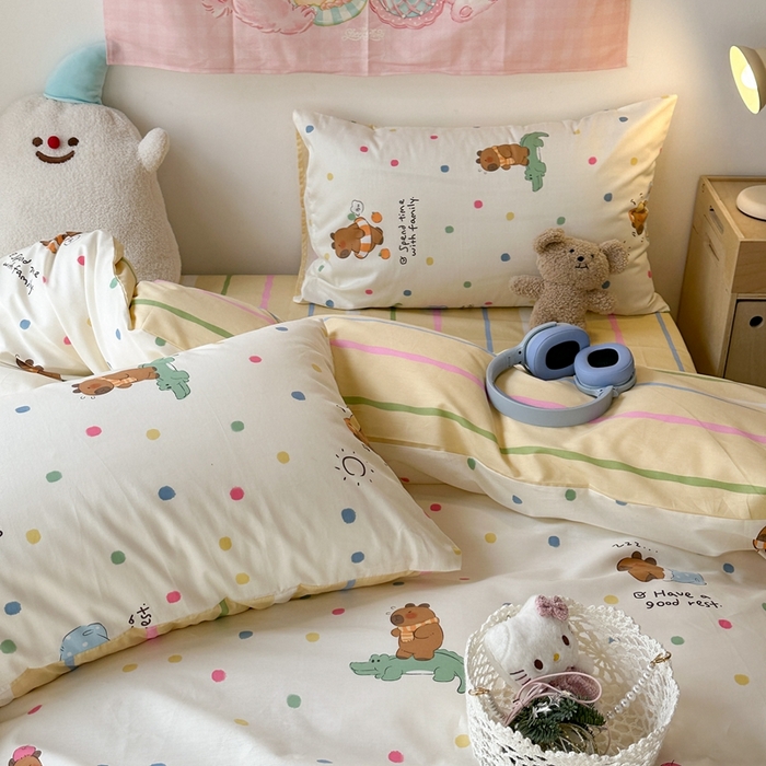 91家纺网 家纺一手货源 找家纺 昔可家纺 2024开春新款全棉印花四件套 夏日小胖墩