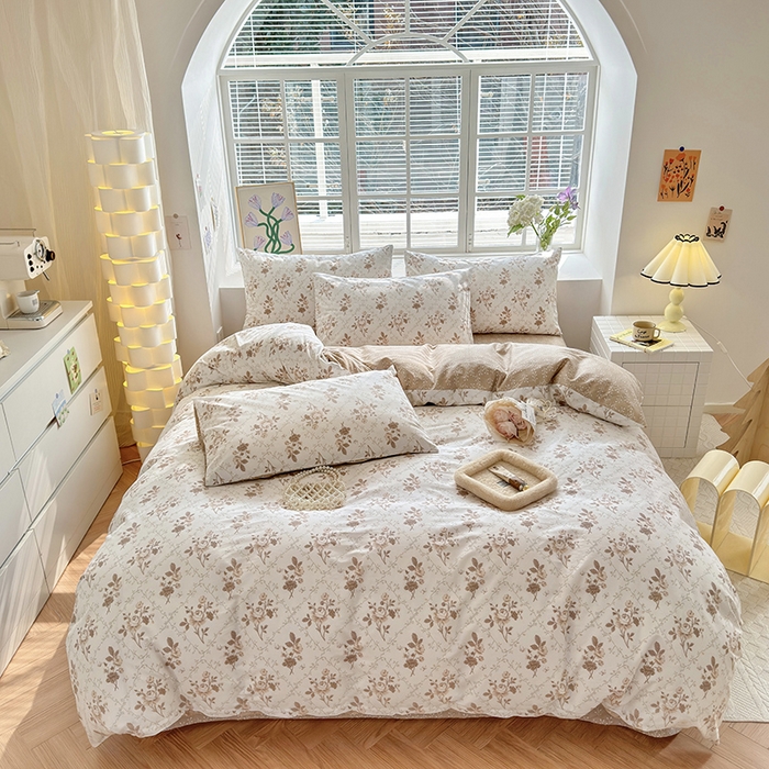 91家纺网 家纺一手货源 找家纺 沐棉家居 2024新款小清新全棉13372印花四件套 加州风情