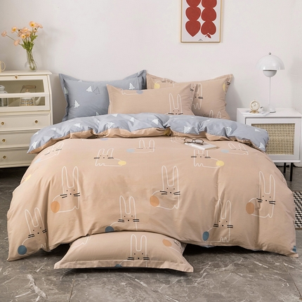 91家纺网 家纺一手货源 找家纺 （总）时尚小动物系列全棉13372四件套（加老板微信有会员价）