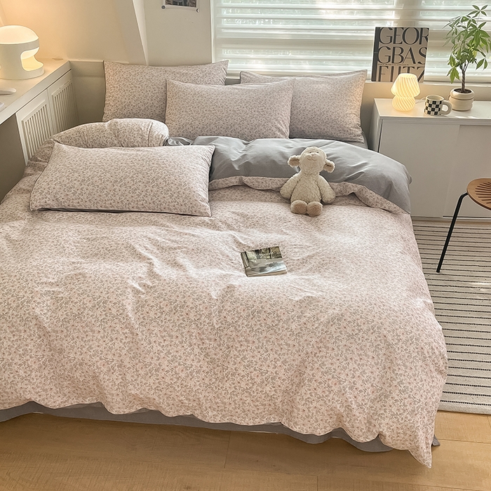 91家纺网 家纺一手货源 找家纺  柠馨 2024新款帕拉图系列13372全棉印花四件套 白雾红尘