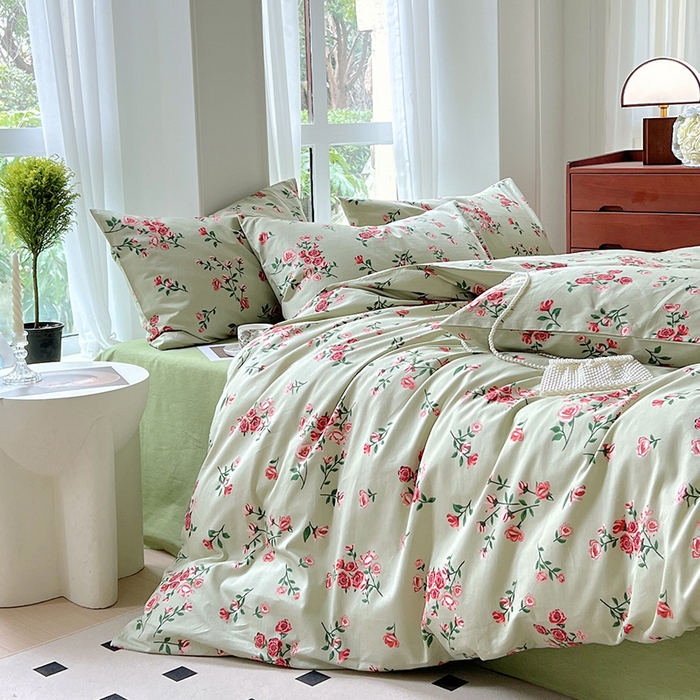 91家纺网 家纺一手货源 找家纺 启程2024新款全棉13372印花四件套直播爆款法式复古碎花系列 苏念