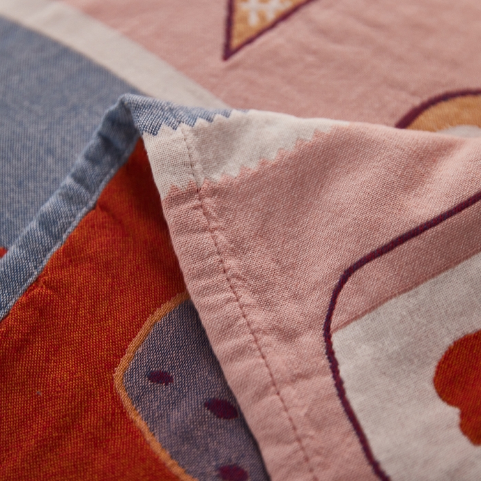 91家纺网 家纺一手货源 找家纺 爱港家纺 2024新款新疆棉水洗色织纱布单人情侣枕巾一对装 可爱狗