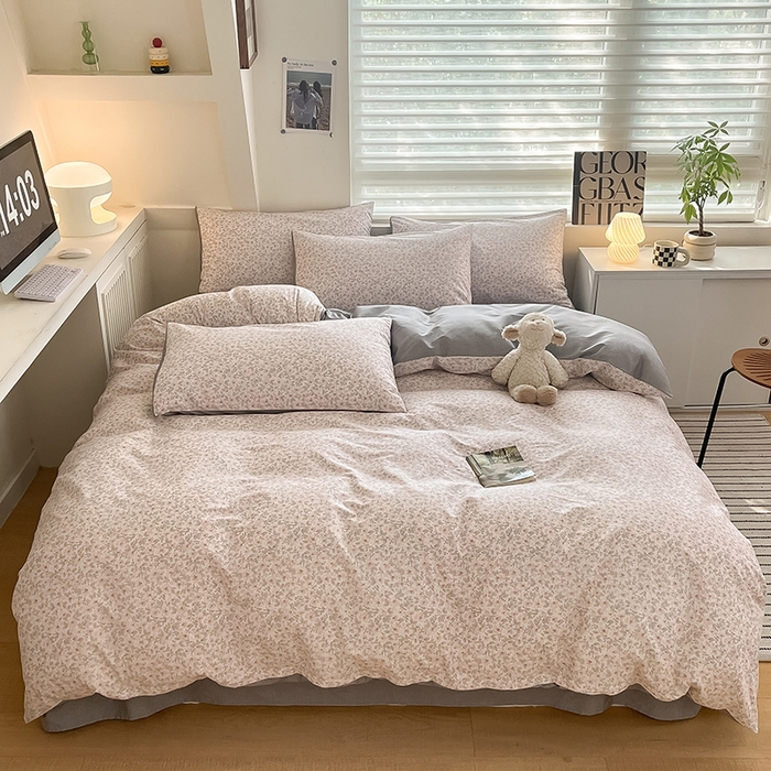 91家纺网 家纺一手货源 找家纺  柠馨 2024新款帕拉图系列13372全棉印花四件套 白雾红尘