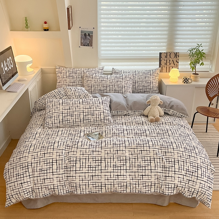 91家纺网 家纺一手货源 找家纺  柠馨 2024新款帕拉图系列13372全棉印花四件套 时尚节拍