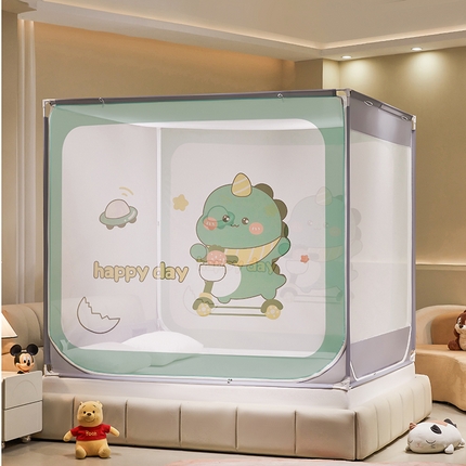 91家纺网 家纺一手货源 找家纺 （总）青竹苑 2024新款方顶帐纱印花床笠式防摔坐床蚊帐