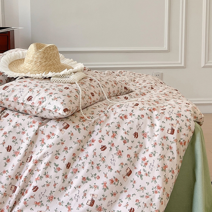 91家纺网 家纺一手货源 找家纺 启程2024新款全棉13372印花四件套直播爆款法式复古碎花系列 凯伦庄园