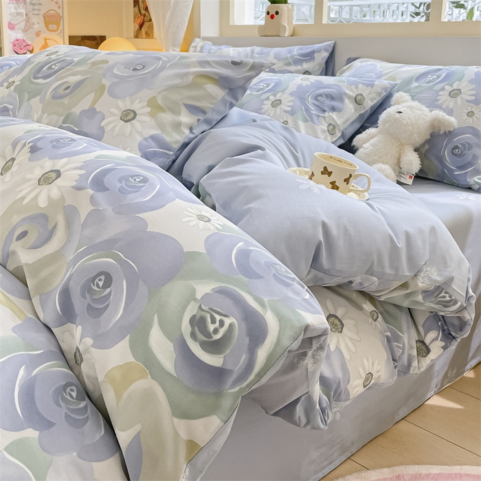 91家纺网 家纺一手货源 找家纺 启程2024新款全棉13372印花四件套直播爆款法式复古碎花系列 浪漫花朵