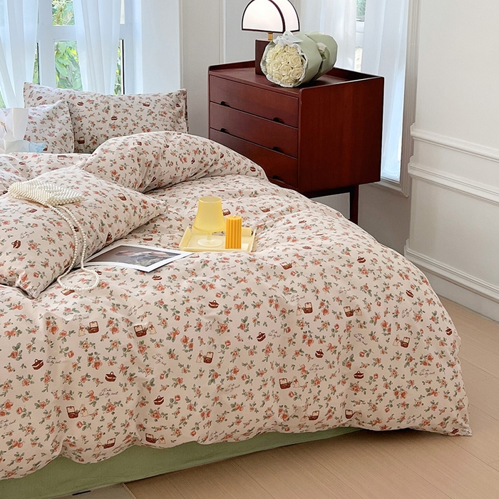 91家纺网 家纺一手货源 找家纺 启程2024新款全棉13372印花四件套直播爆款法式复古碎花系列 凯伦庄园