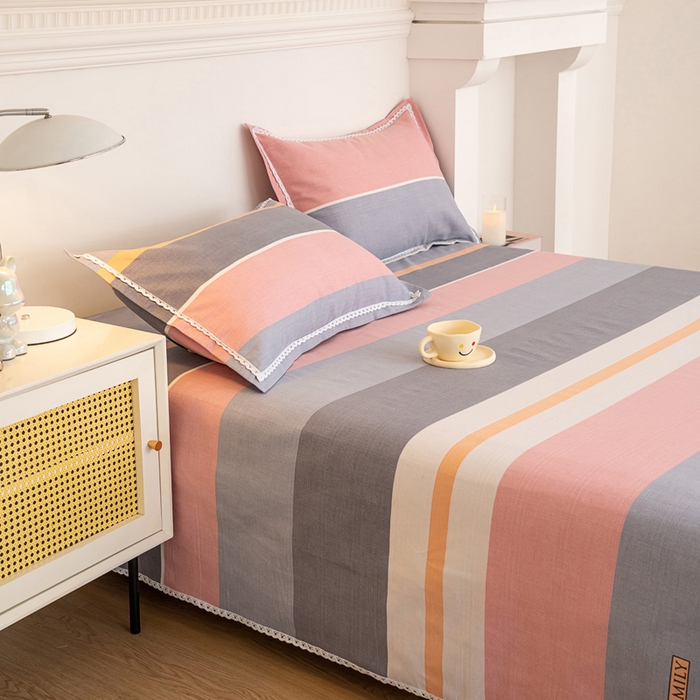 91家纺网 家纺一手货源 找家纺 首爱老粗布床单粗布凉席单品床单 枕套（预留缩水） 梅花条韵