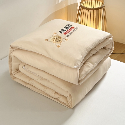 91家纺网 家纺一手货源 找家纺 欧夏家纺 2024新款A类無染大豆被子被芯 浅卡其