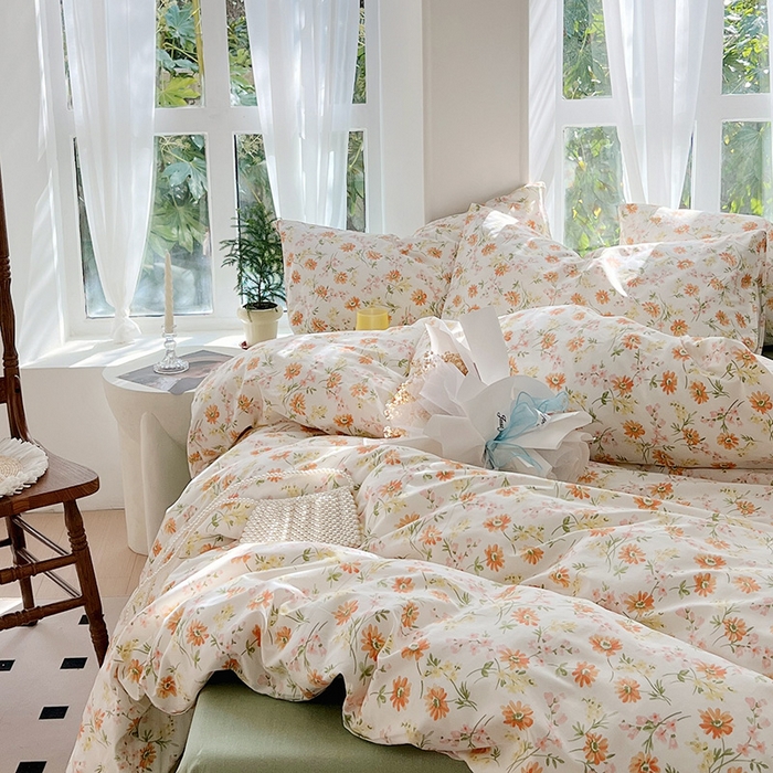 91家纺网 家纺一手货源 找家纺 启程2024新款全棉13372印花四件套直播爆款法式复古碎花系列 洋甘菊