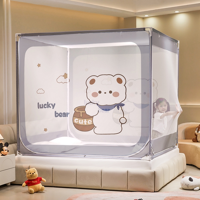 91家纺网 家纺一手货源 找家纺 （总）青竹苑 2024新款方顶帐纱印花床笠式防摔坐床蚊帐