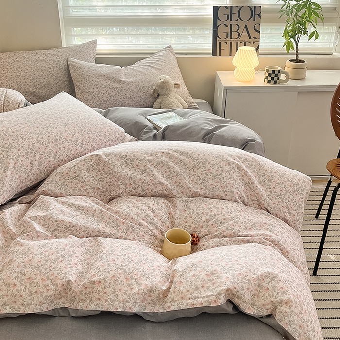 91家纺网 家纺一手货源 找家纺  柠馨 2024新款帕拉图系列13372全棉印花四件套 白雾红尘