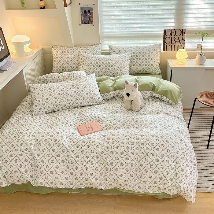 91家纺网 家纺一手货源 找家纺  柠馨 2024新款帕拉图系列13372全棉印花四件套 若兮