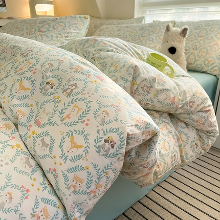 91家纺网 家纺一手货源 找家纺  柠馨 2024新款帕拉图系列13372全棉印花四件套 森友季