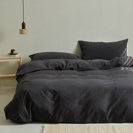 原研家居 2024新款水洗棉提花系列四件套 流年-雅黑