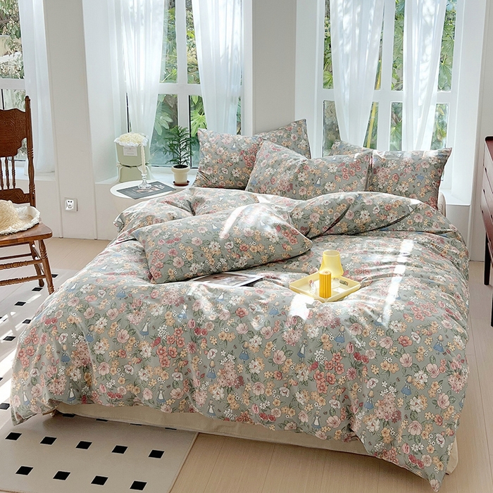 91家纺网 家纺一手货源 找家纺 （总）启程2024新款全棉13372印花四件套直播爆款法式复古碎花系列