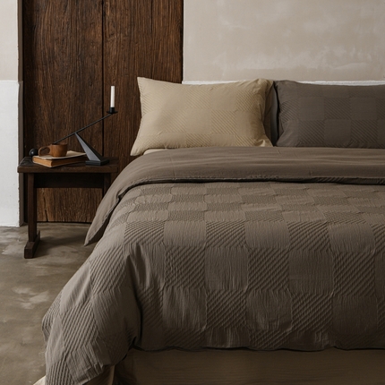 简家居 2024新款全棉色织提花四件套-幻影 黑茶咖喱