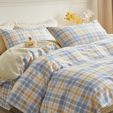 绫韵 2024新款全棉13372清新小碎花纯棉四件套 彩虹糖蓝