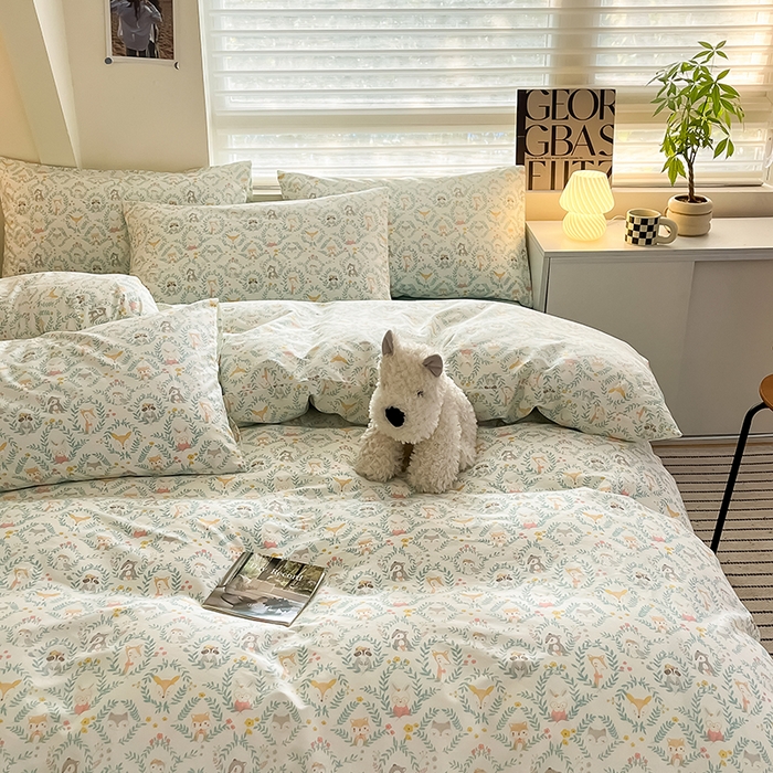 91家纺网 家纺一手货源 找家纺  柠馨 2024新款帕拉图系列13372全棉印花四件套 森友季