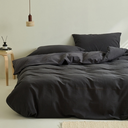 原研家居 2024新款水洗棉提花系列四件套 半圆-雅黑