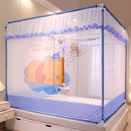 91家纺网 家纺一手货源 找家纺 （总）青竹苑 2024新款方顶帐纱印花床笠式防摔坐床蚊帐