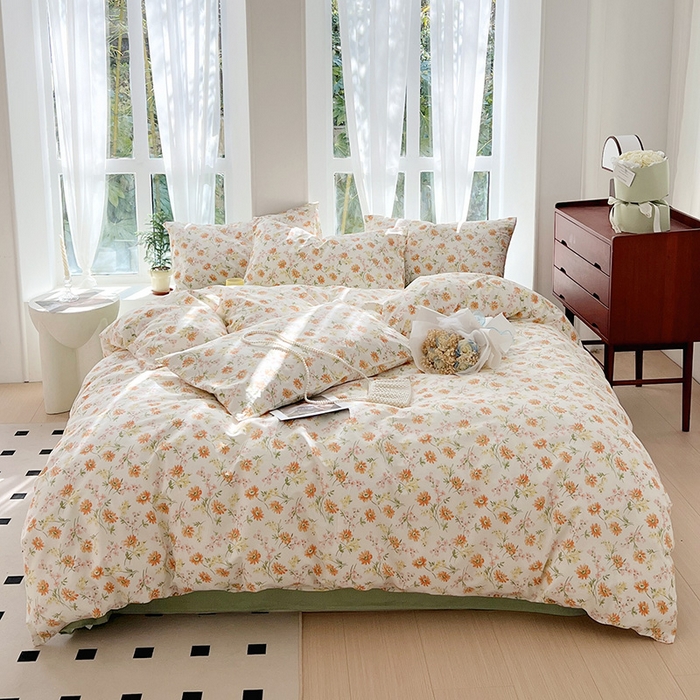 91家纺网 家纺一手货源 找家纺 启程2024新款全棉13372印花四件套直播爆款法式复古碎花系列 洋甘菊