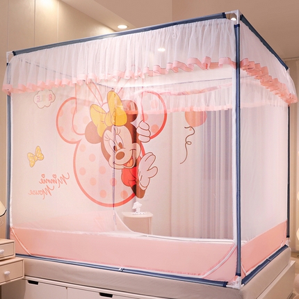 91家纺网 家纺一手货源 找家纺 （总）青竹苑 2024新款方顶帐纱印花床笠式防摔坐床蚊帐