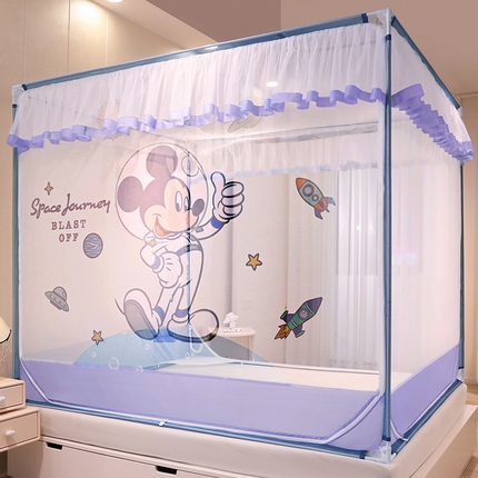 91家纺网 家纺一手货源 找家纺 （总）青竹苑 2024新款方顶帐纱印花床笠式防摔坐床蚊帐