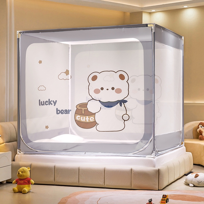 91家纺网 家纺一手货源 找家纺 （总）青竹苑 2024新款方顶帐纱印花床笠式防摔坐床蚊帐