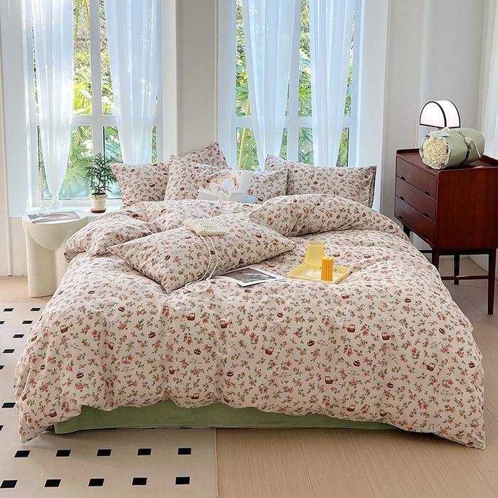 91家纺网 家纺一手货源 找家纺 启程2024新款全棉13372印花四件套直播爆款法式复古碎花系列 凯伦庄园