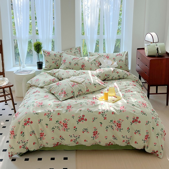 91家纺网 家纺一手货源 找家纺 启程2024新款全棉13372印花四件套直播爆款法式复古碎花系列 苏念