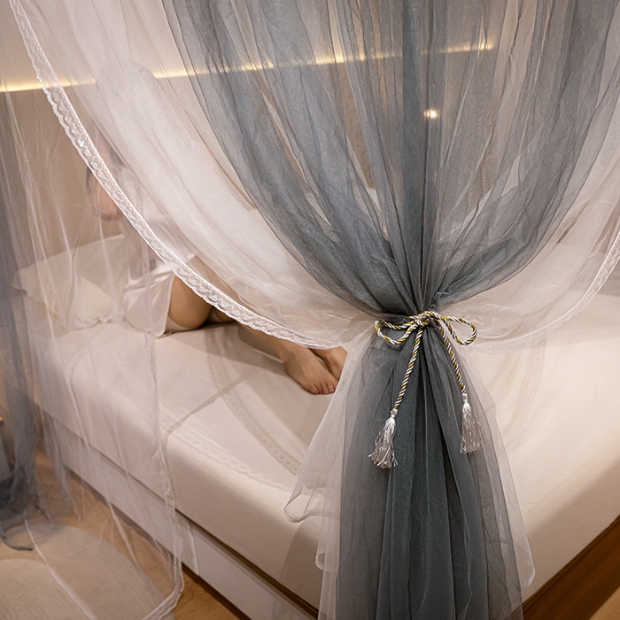 91家纺网 家纺一手货源 找家纺 青竹苑 2024新款简约风纯色落地蚊帐 落地-简约灰