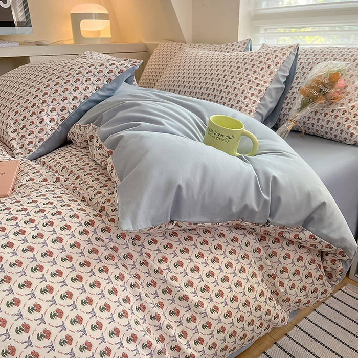 91家纺网 家纺一手货源 找家纺  柠馨 2024新款帕拉图系列13372全棉印花四件套 阑珊