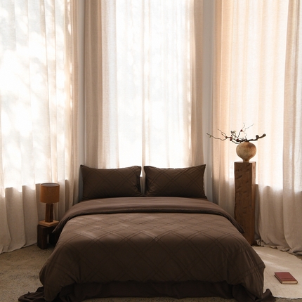 简家居 2024新款全棉色织提花四件套-梦境菱格 陶泥