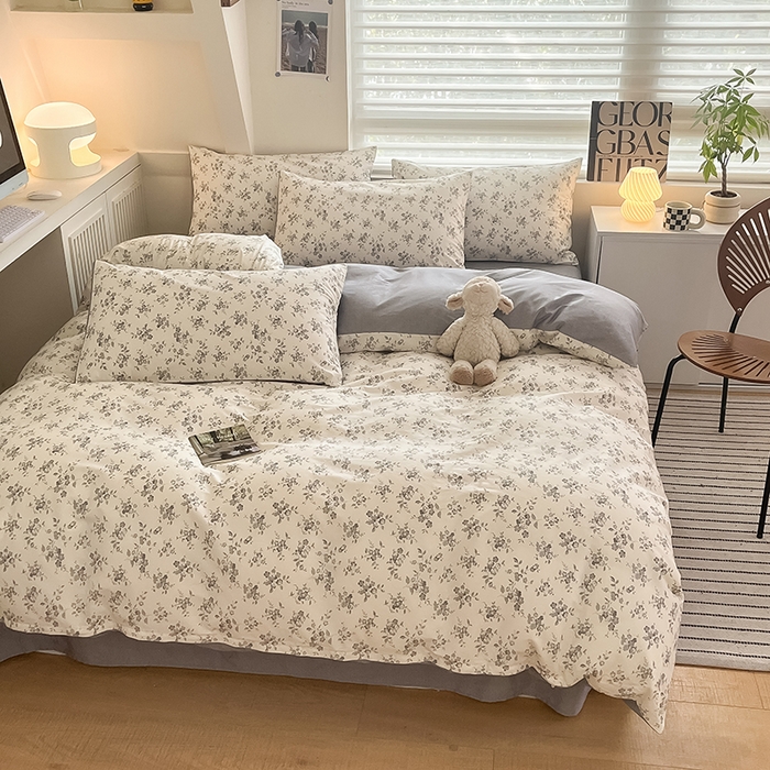 91家纺网 家纺一手货源 找家纺  柠馨 2024新款帕拉图系列13372全棉印花四件套 素颜幽兰