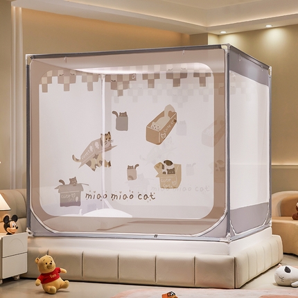 91家纺网 家纺一手货源 找家纺 （总）青竹苑 2024新款方顶帐纱印花床笠式防摔坐床蚊帐