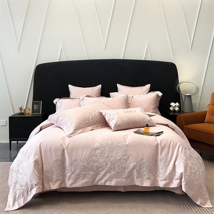 91家纺网 家纺一手货源 找家纺 馨蕊家居 2024新款100支全棉四件套-罗伊  罗伊-初夏粉