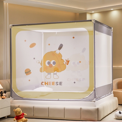 91家纺网 家纺一手货源 找家纺 （总）青竹苑 2024新款方顶帐纱印花床笠式防摔坐床蚊帐