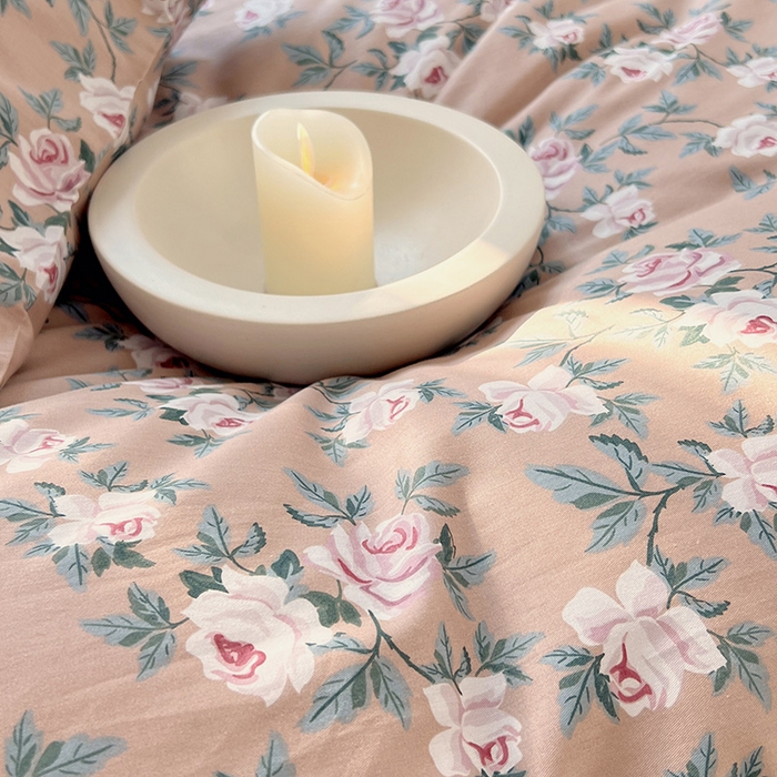 91家纺网 家纺一手货源 找家纺 启程2024新款全棉13372印花四件套直播爆款法式复古碎花系列 玫瑰