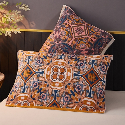 91家纺网 家纺一手货源 找家纺 （总）爱港家纺 2024新款新疆棉水洗色织纱布单人情侣枕巾一对装