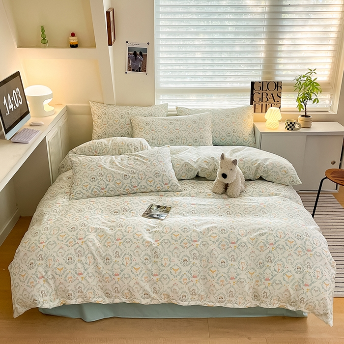 91家纺网 家纺一手货源 找家纺  柠馨 2024新款帕拉图系列13372全棉印花四件套 森友季