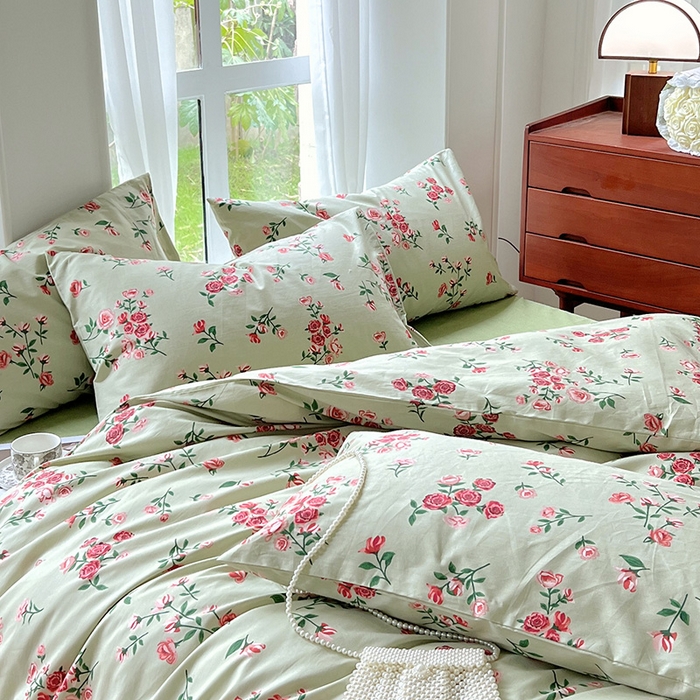 91家纺网 家纺一手货源 找家纺 启程2024新款全棉13372印花四件套直播爆款法式复古碎花系列 苏念