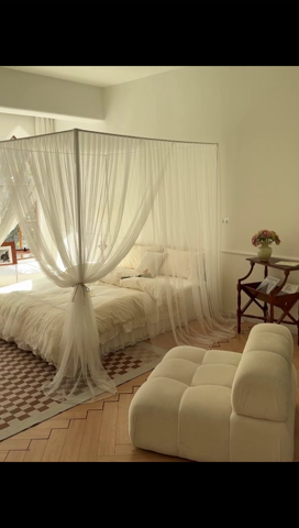 91家纺网 家纺一手货源 找家纺 （总）青竹苑 2024新款简约风纯色落地蚊帐