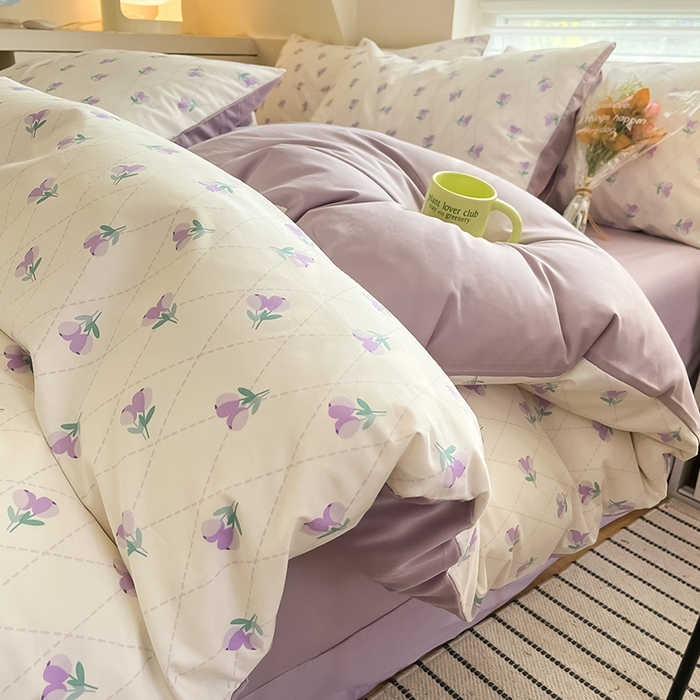 91家纺网 家纺一手货源 找家纺  柠馨 2024新款帕拉图系列13372全棉印花四件套 暗香