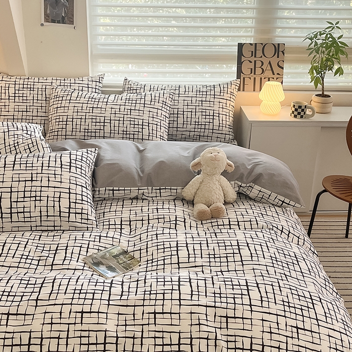 91家纺网 家纺一手货源 找家纺  柠馨 2024新款帕拉图系列13372全棉印花四件套 时尚节拍