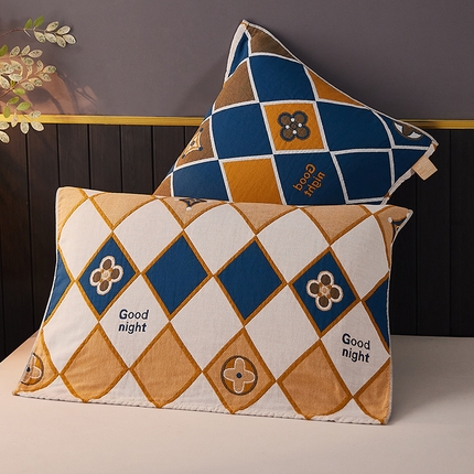 91家纺网 家纺一手货源 找家纺 （总）爱港家纺 2024新款新疆棉水洗色织纱布单人情侣枕巾一对装