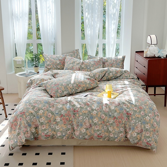 91家纺网 家纺一手货源 找家纺 （总）启程2024新款全棉13372印花四件套直播爆款法式复古碎花系列