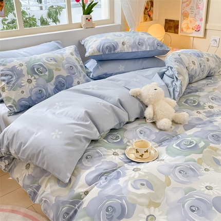 91家纺网 家纺一手货源 找家纺 启程2024新款全棉13372印花四件套直播爆款法式复古碎花系列 浪漫花朵