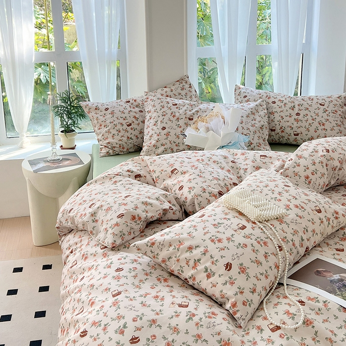 91家纺网 家纺一手货源 找家纺 启程2024新款全棉13372印花四件套直播爆款法式复古碎花系列 凯伦庄园